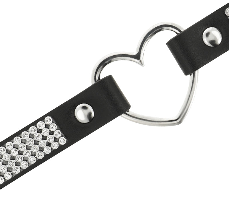 Ras de cou noir & cœur en métal