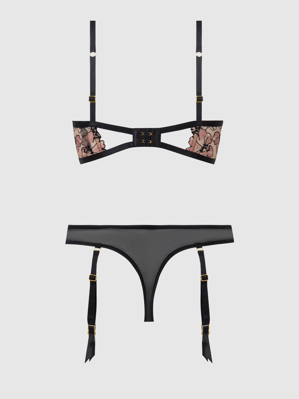 Ensemble soutien-gorge en dentelle et string porte-jarretelles NOVA