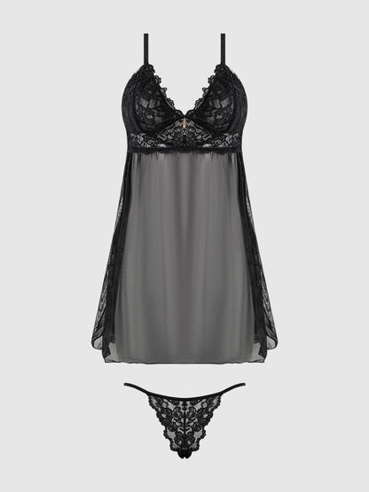 Ensemble nuisette et string en dentelle BELLA