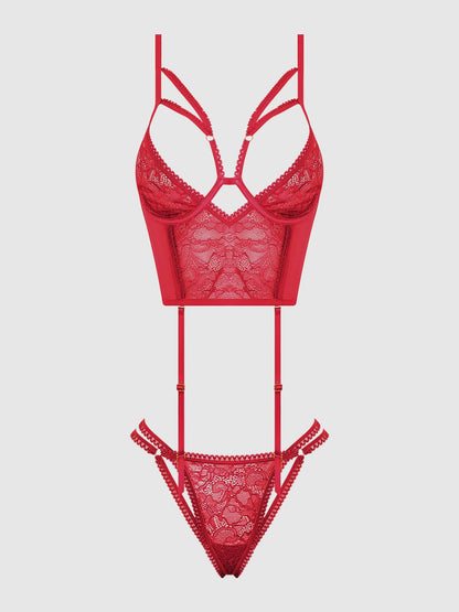 Ensemble bustier et string en dentelle BIANCA