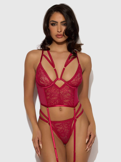 Ensemble bustier et string en dentelle BIANCA