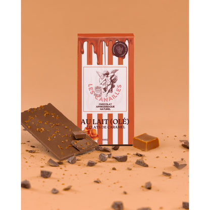 Tablette de Chocolat Aphrodisiaque Au lait (Olé) Éclats de Caramel 100g