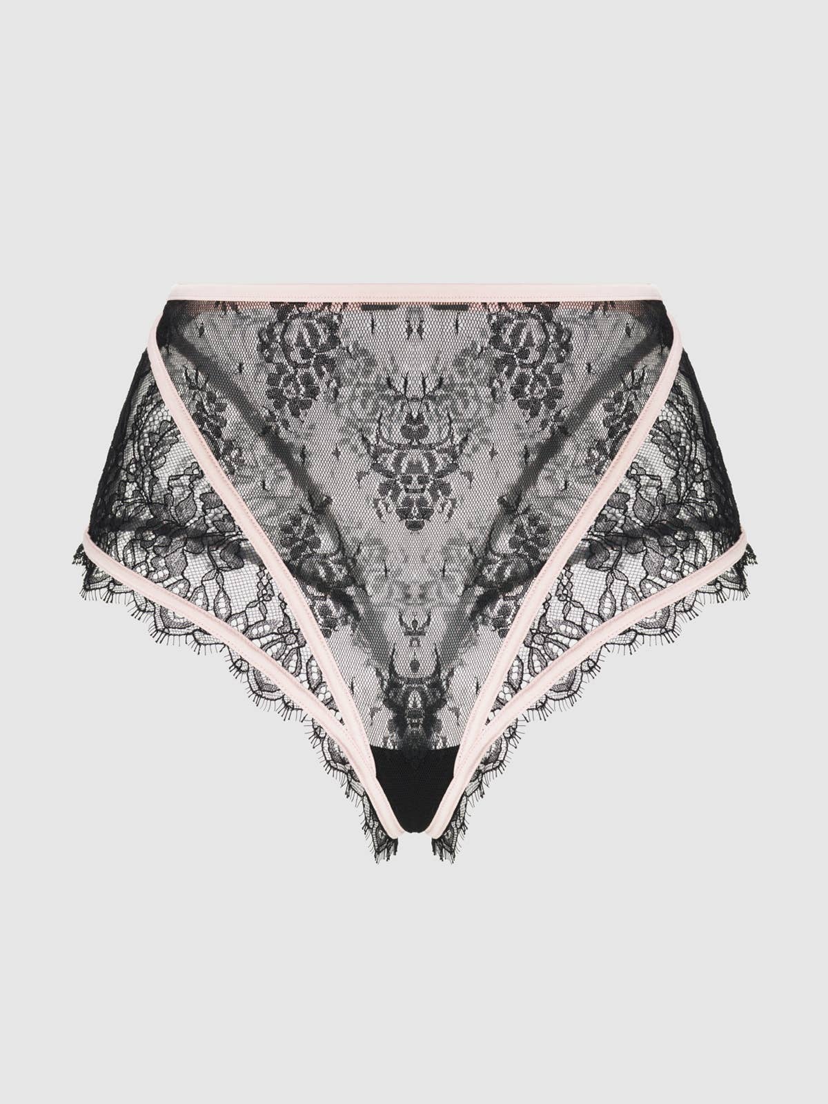 Culotte JOCELYN en dentelle et satin taille haute