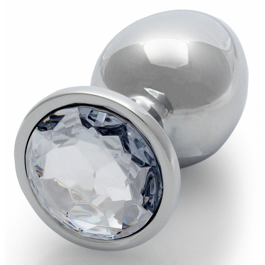 Bijou anal round gem Argenté-Transparent