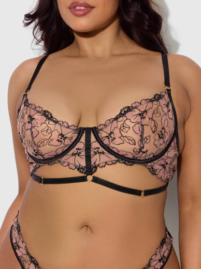 Ensemble soutien-gorge en dentelle et string porte-jarretelles NOVA